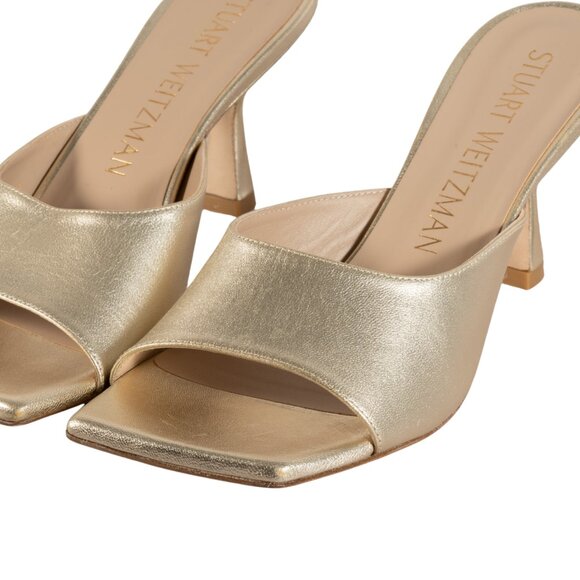 Stuart Weitzman Women's Tia 75 Sandal Platino Color Gold Size 6 B - Picture 12 of 13